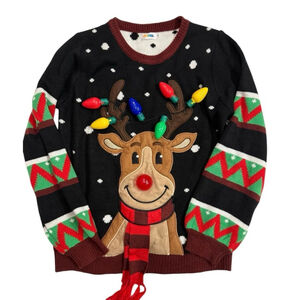 Ugly Christmas Sweater 3D ornaments Rudolph Holiday Party Christmas